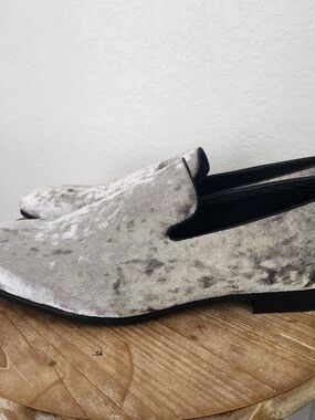Moretti Gold Label Shoes Gill Silver Velvet Design Loafer Dress Mens 14 Elegant